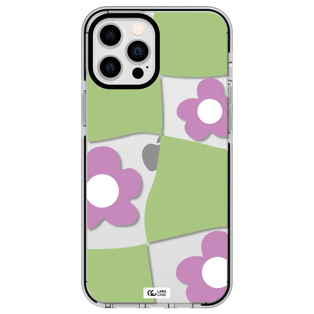 Five Petal Purple Flower Apple iPhone 12 pro max impact black border Case