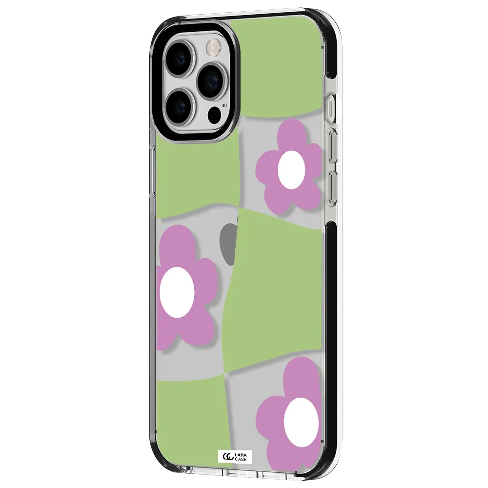 Five Petal Purple Flower Apple iPhone 12 pro max impact black border Case
