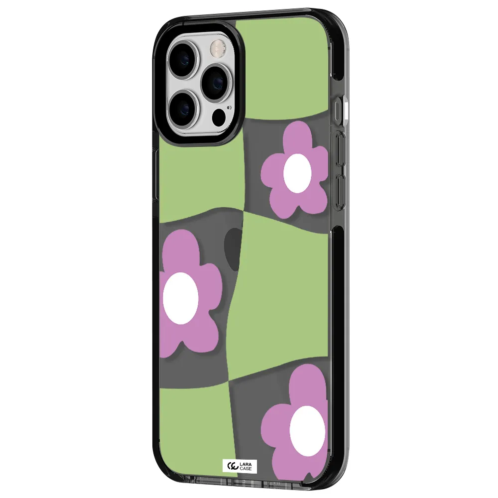 Five Petal Purple Flower Apple iPhone 12 pro max impact Smoke Black Case