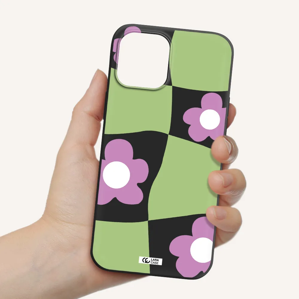 Five Petal Purple Flower Apple iPhone 12 pro max Silicone black Case