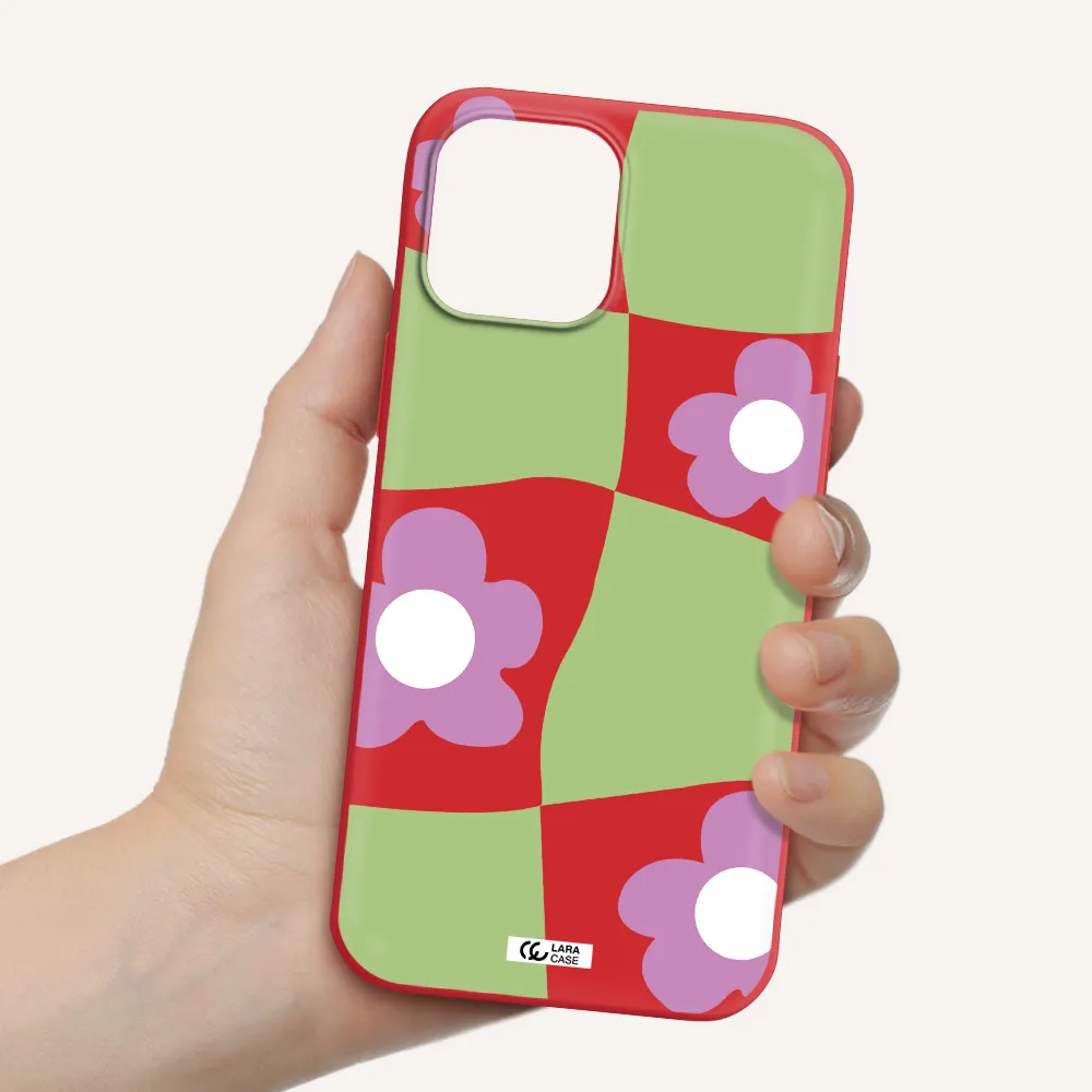 Five Petal Purple Flower Apple iPhone 12 pro max Silicone Imperial Red Case