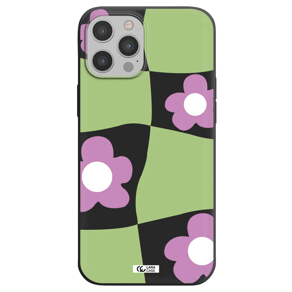 Five Petal Purple Flower Apple iPhone 12 pro Silicone black Case