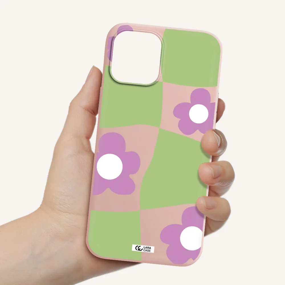 Five Petal Purple Flower Apple iPhone 12 pro Silicone pastel pink Case