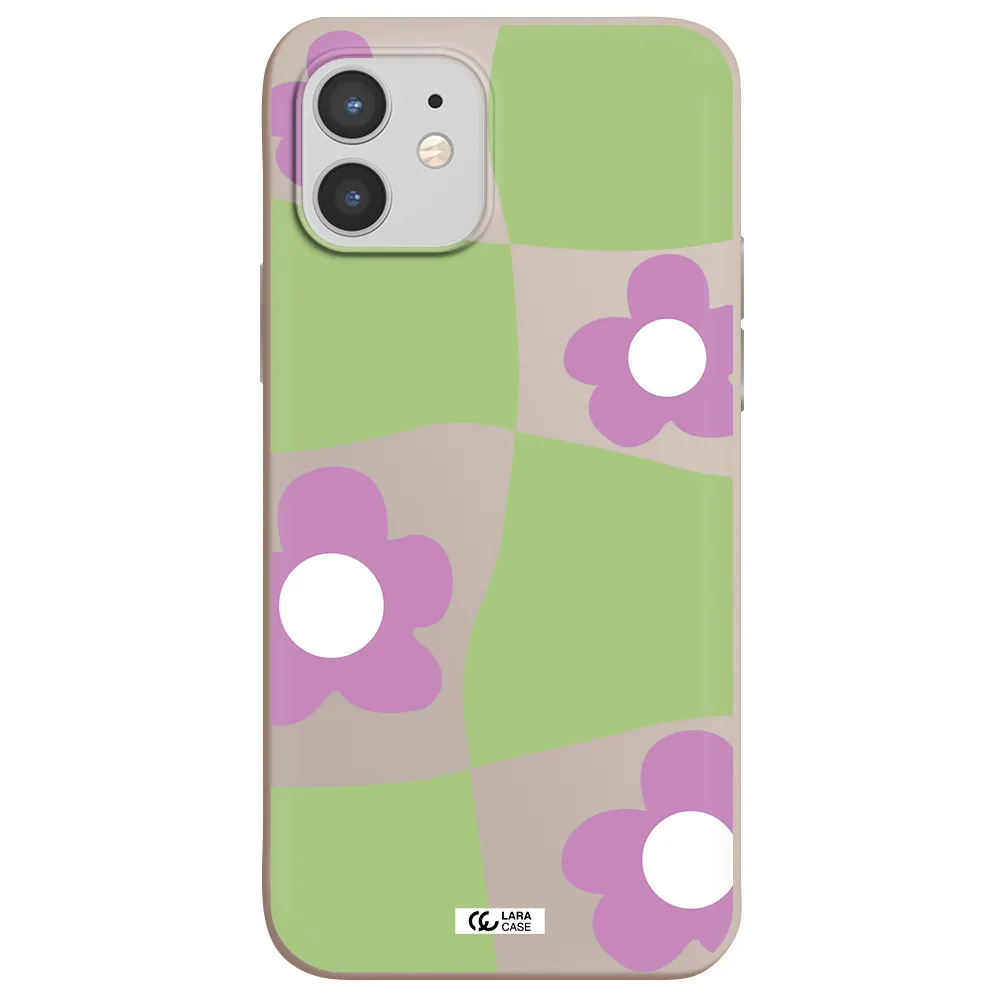 Five Petal Purple Flower Apple iPhone 12 Silicone Stone Case
