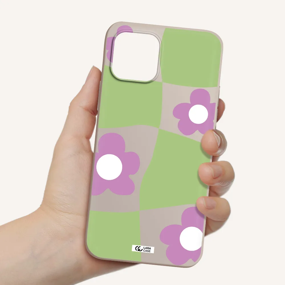 Five Petal Purple Flower Apple iPhone 12 Silicone Stone Case