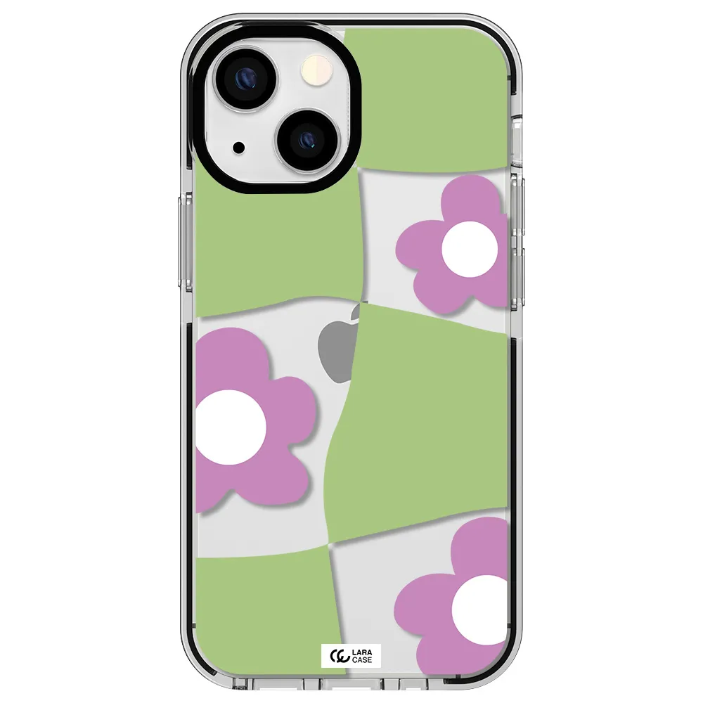 Five Petal Purple Flower Apple iPhone 13 mini impact black border Case