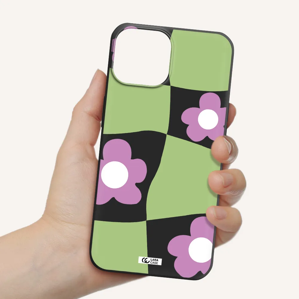 Five Petal Purple Flower Apple iPhone 13 mini Silicone black Case