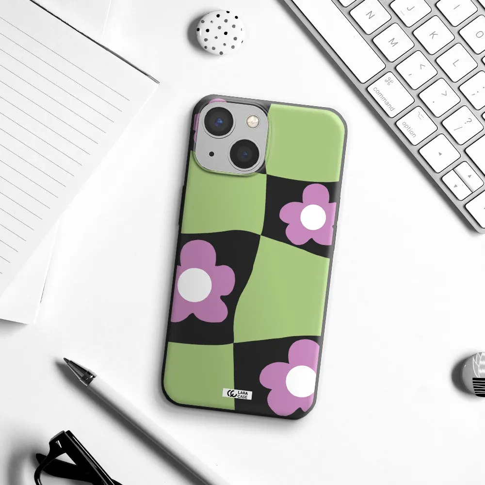 Five Petal Purple Flower Apple iPhone 13 mini Silicone black Case
