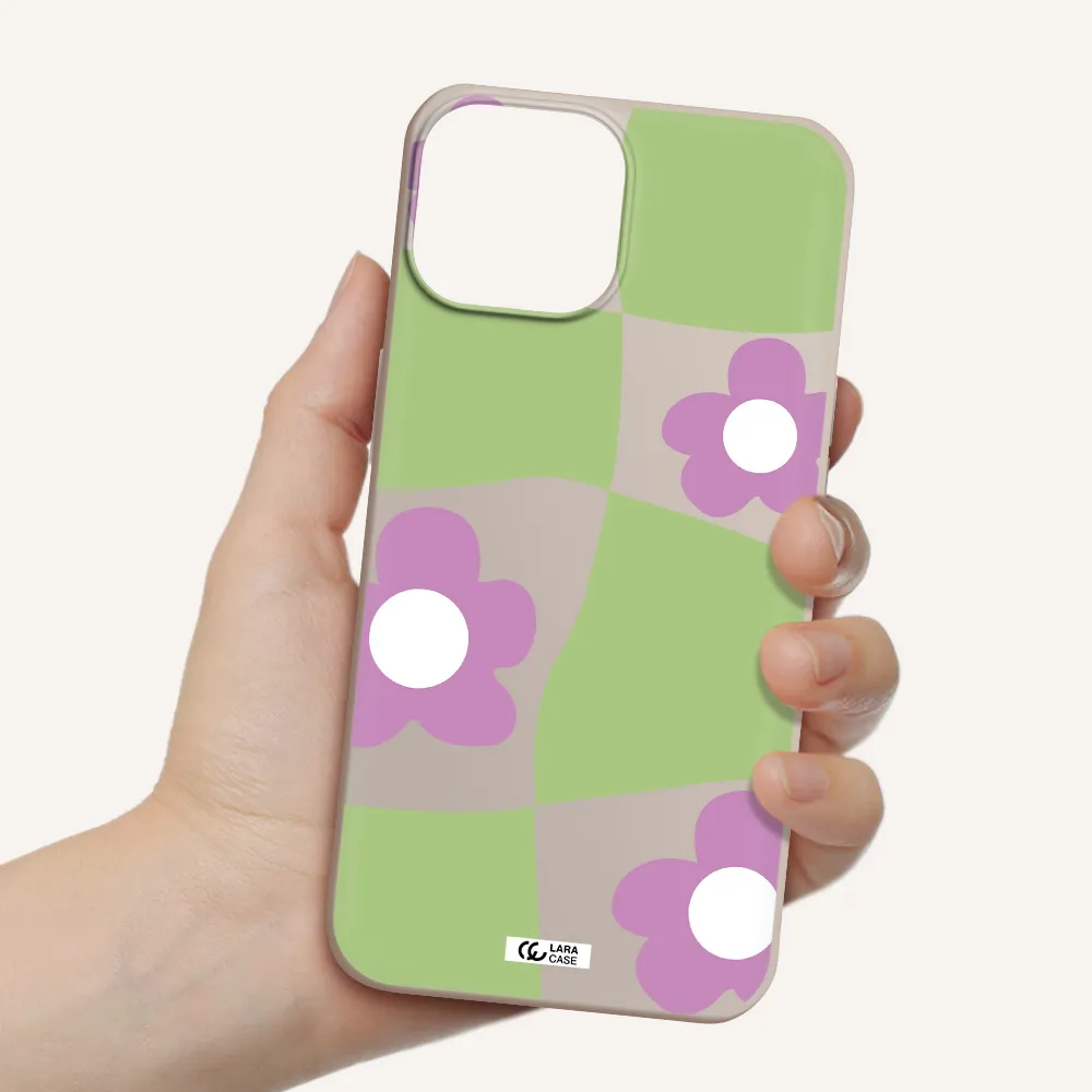 Five Petal Purple Flower Apple iPhone 13 mini Silicone Stone Case