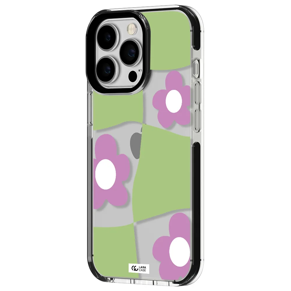 Five Petal Purple Flower Apple iPhone 13 Pro impact black border Case