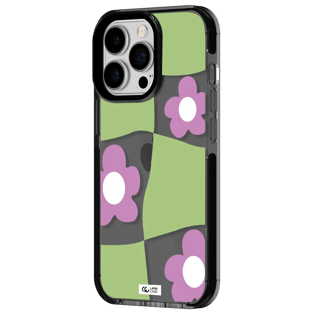 Five Petal Purple Flower Apple iPhone 13 Pro impact Smoke Black Case