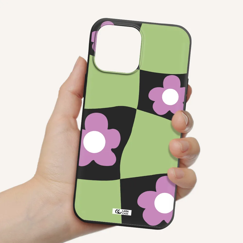 Five Petal Purple Flower Apple iPhone 13 Pro Max Silicone black Case