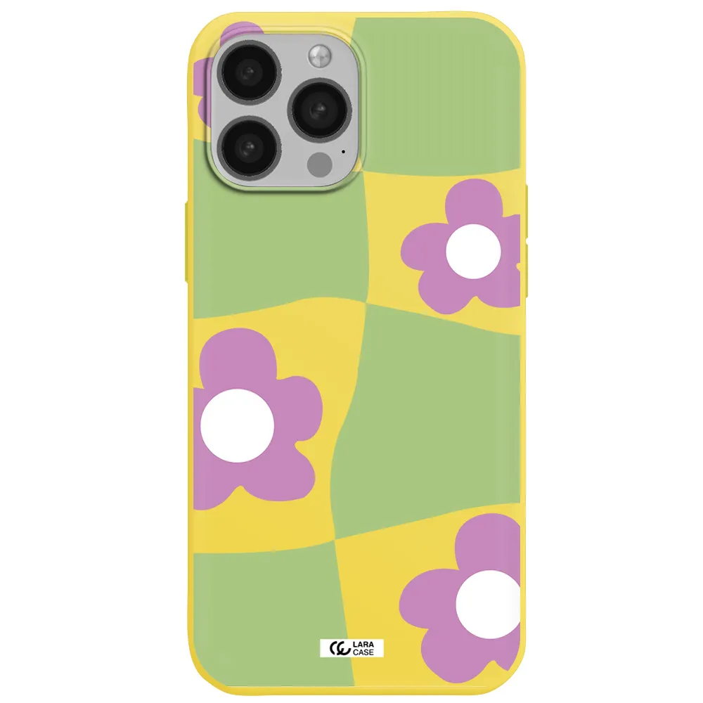 Five Petal Purple Flower Apple iPhone 13 Pro Max Silicone canary yellow Case