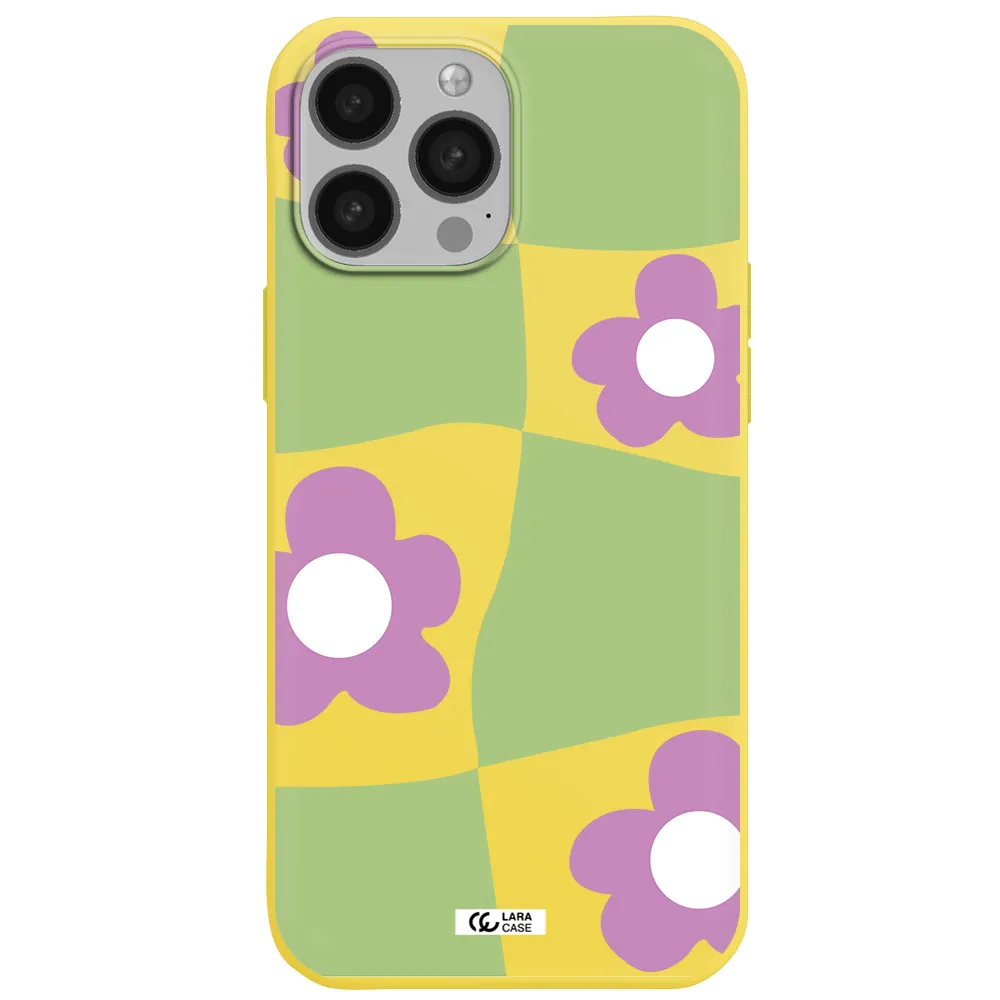 Five Petal Purple Flower Apple iPhone 13 Pro Silicone canary yellow Case