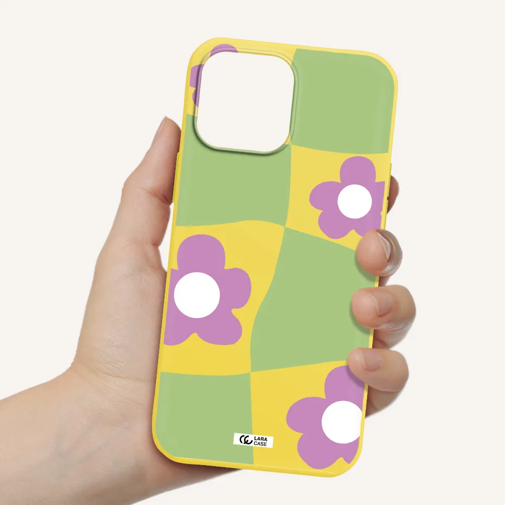 Five Petal Purple Flower Apple iPhone 13 Pro Silicone canary yellow Case