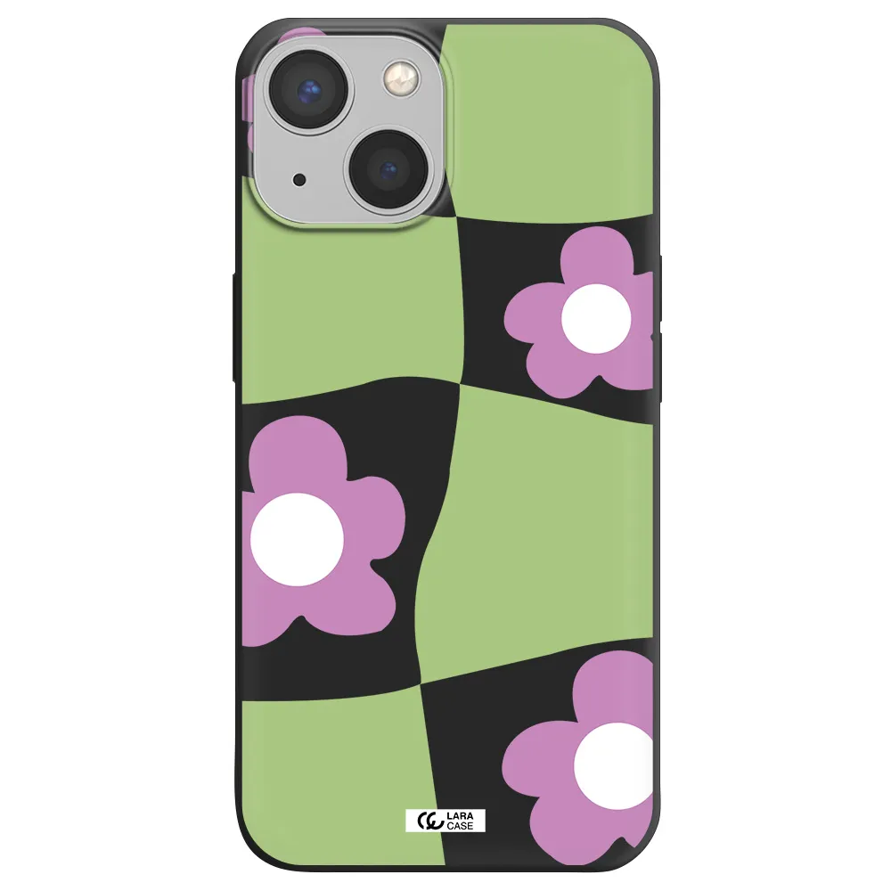 Five Petal Purple Flower Apple iPhone 13 Silicone black Case