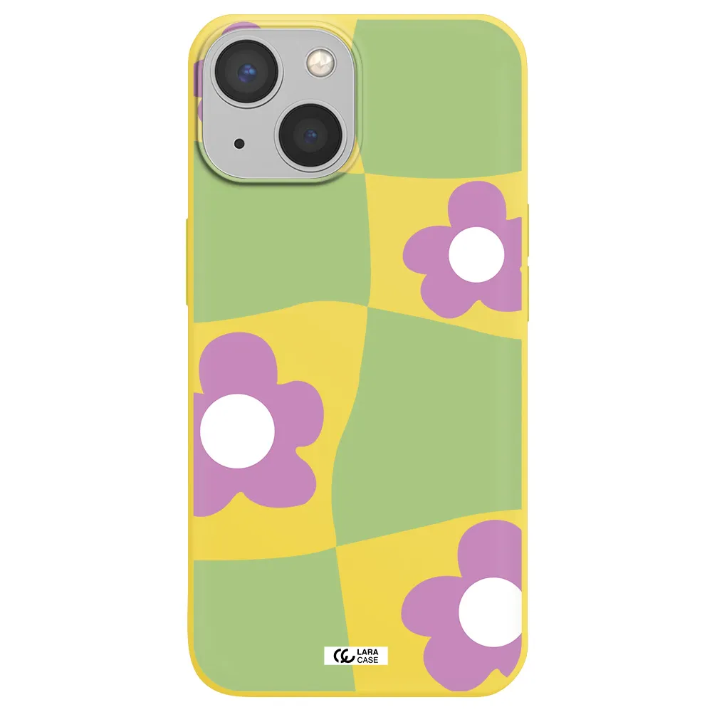Five Petal Purple Flower Apple iPhone 13 Silicone canary yellow Case
