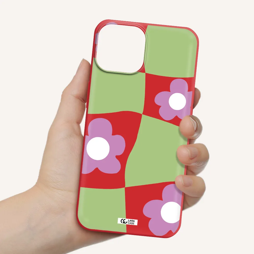 Five Petal Purple Flower Apple iPhone 13 Silicone Imperial Red Case