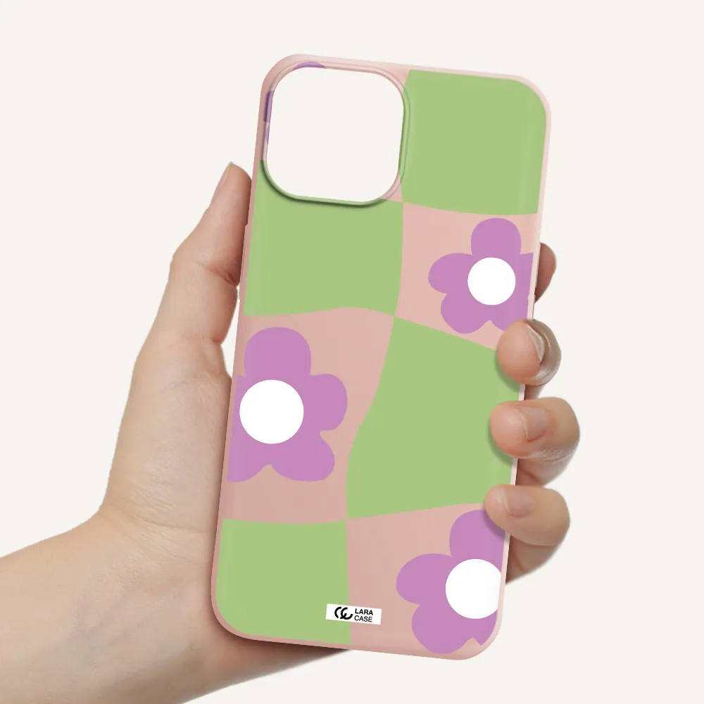 Five Petal Purple Flower Apple iPhone 13 Silicone pastel pink Case