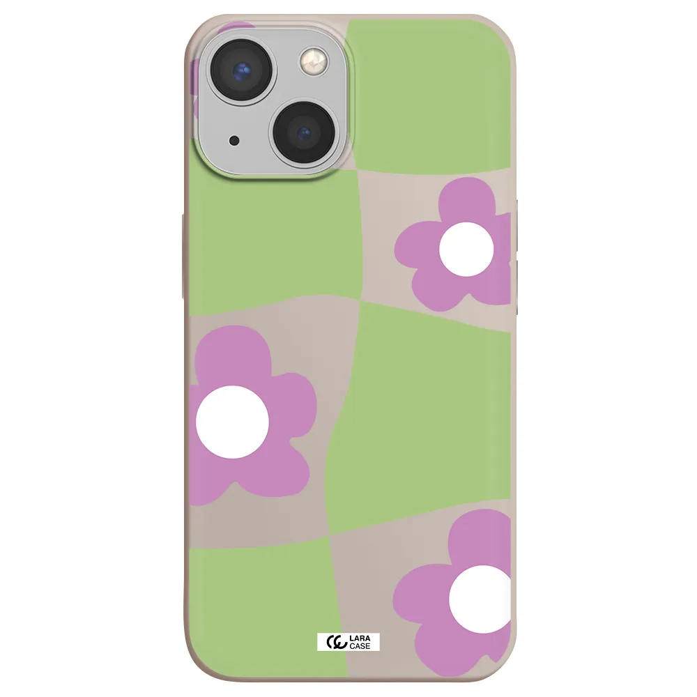 Five Petal Purple Flower Apple iPhone 13 Silicone Stone Case