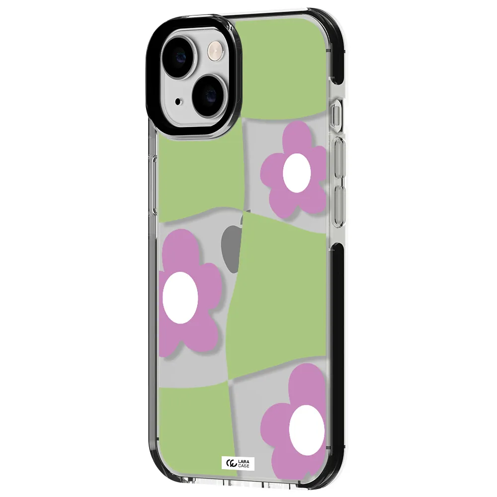 Five Petal Purple Flower Apple iPhone 14 impact black border Case