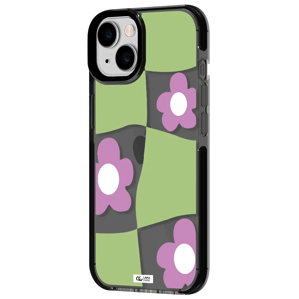Five Petal Purple Flower Apple iPhone 14 impact Smoke Black Case