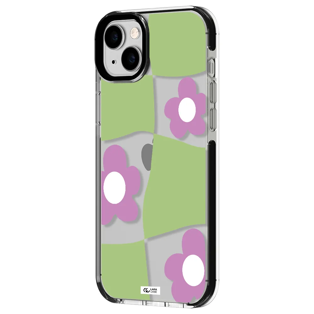 Five Petal Purple Flower Apple iPhone 14 plus impact black border Case