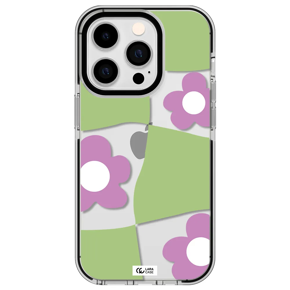 Five Petal Purple Flower Apple iPhone 14 pro impact black border Case