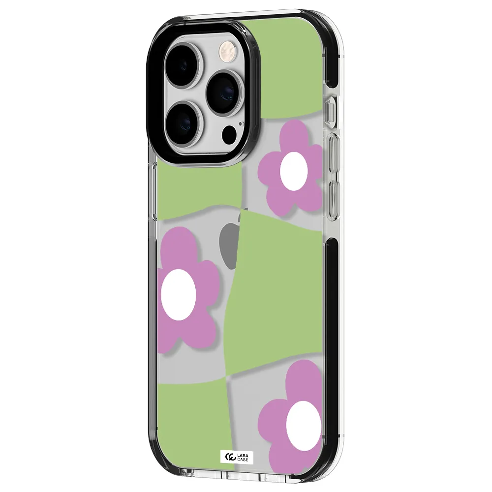 Five Petal Purple Flower Apple iPhone 14 pro impact black border Case