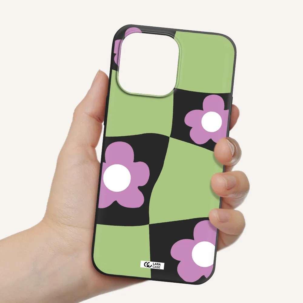 Five Petal Purple Flower Apple iPhone 14 pro Silicone black Case