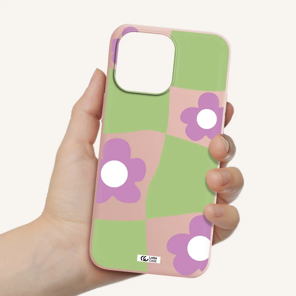 Five Petal Purple Flower Apple iPhone 14 pro Silicone pastel pink Case