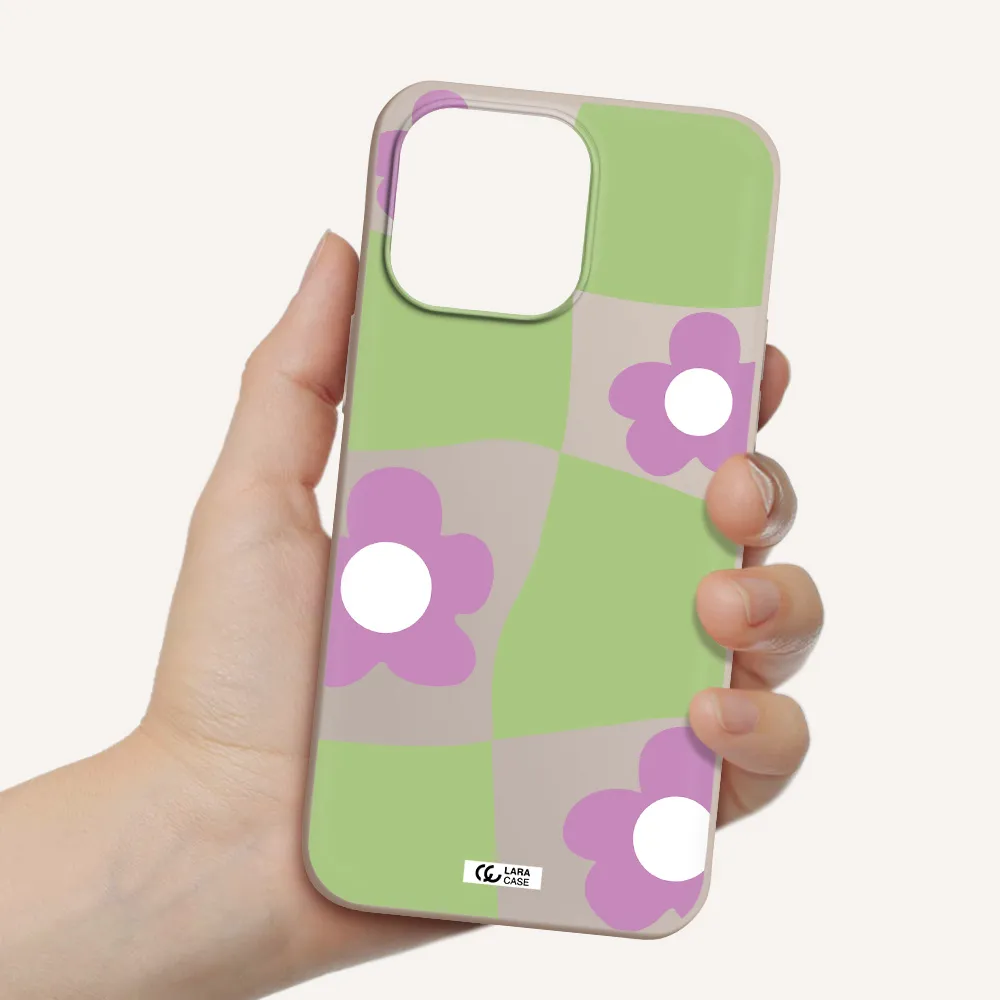 Five Petal Purple Flower Apple iPhone 14 pro Silicone Stone Case