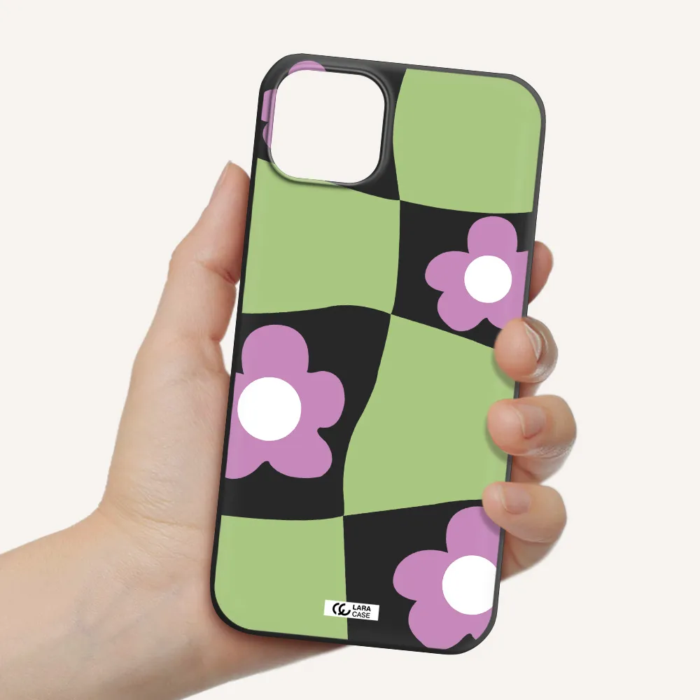 Five Petal Purple Flower Apple iPhone 14 Silicone black Case