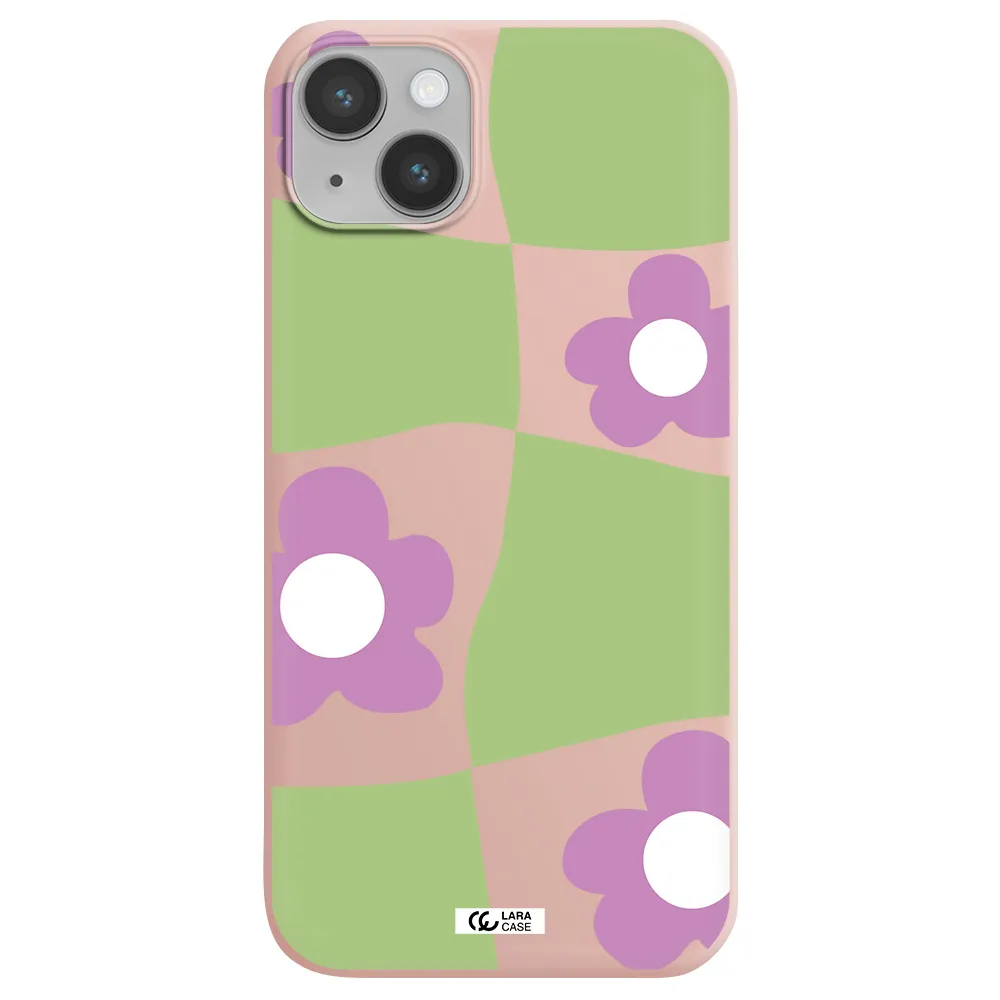 Five Petal Purple Flower Apple iPhone 14 Silicone pastel pink Case