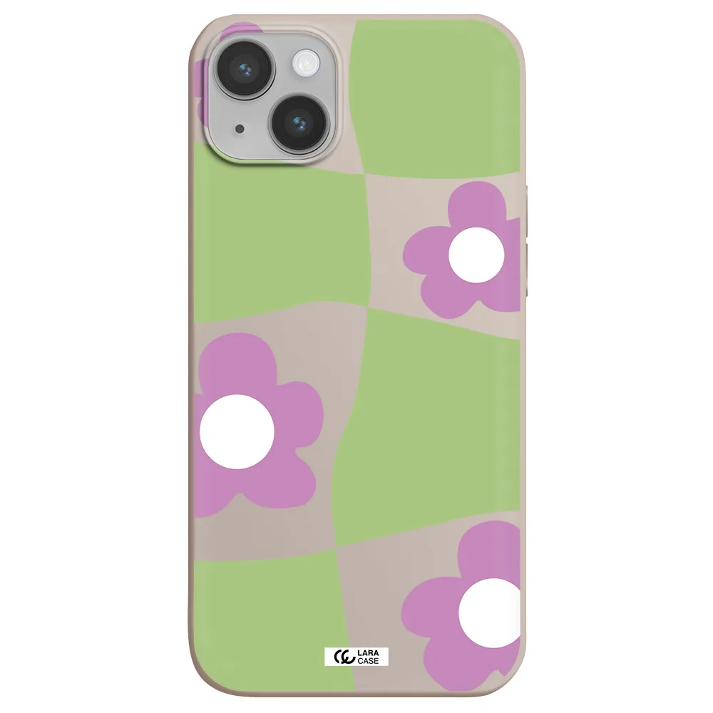 Five Petal Purple Flower Apple iPhone 14 Silicone Stone Case