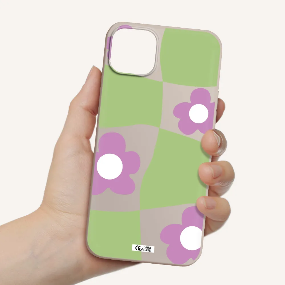 Five Petal Purple Flower Apple iPhone 14 Silicone Stone Case