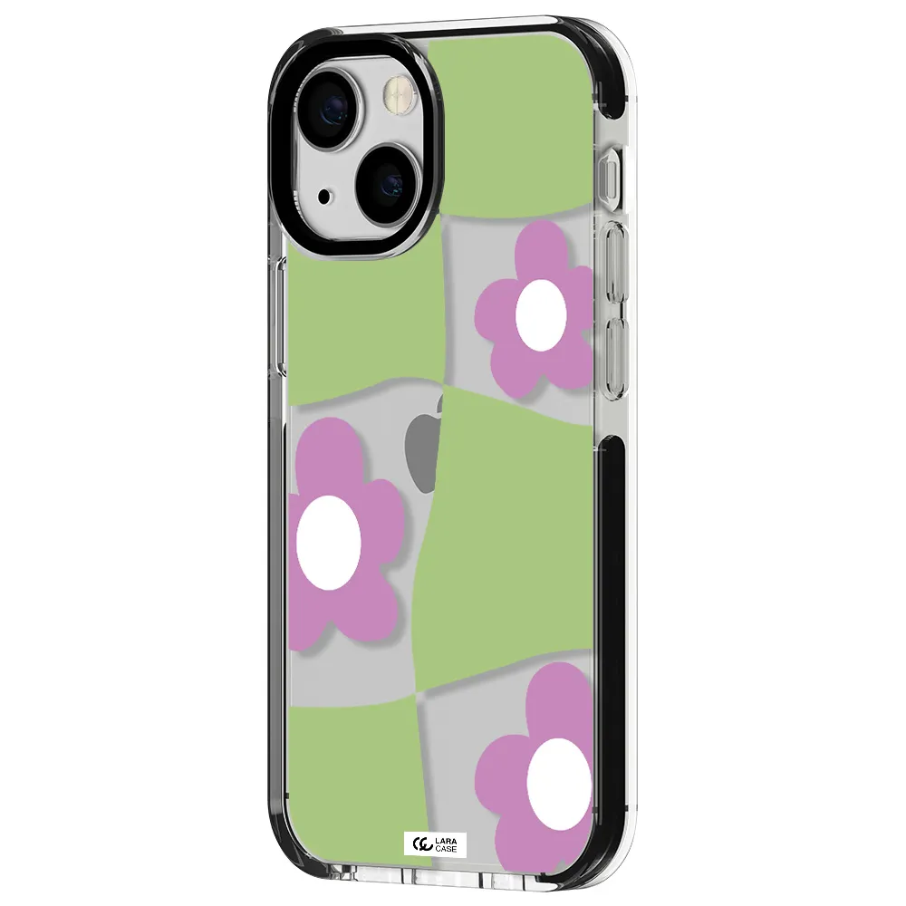 Five Petal Purple Flower Apple iPhone 15 impact black border Case