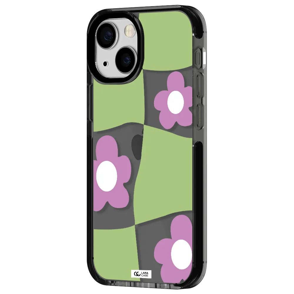 Five Petal Purple Flower Apple iPhone 15 impact Smoke Black Case