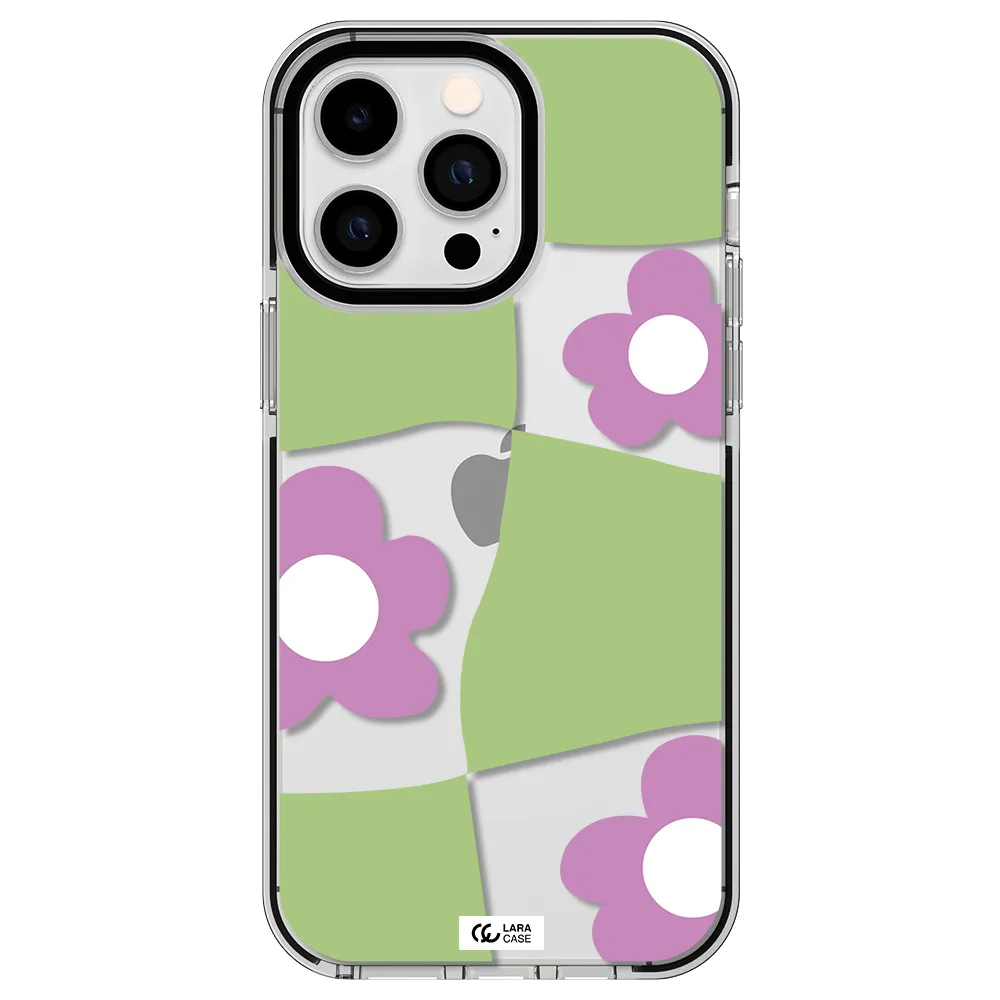 Five Petal Purple Flower Apple iPhone 15 Pro impact black border Case