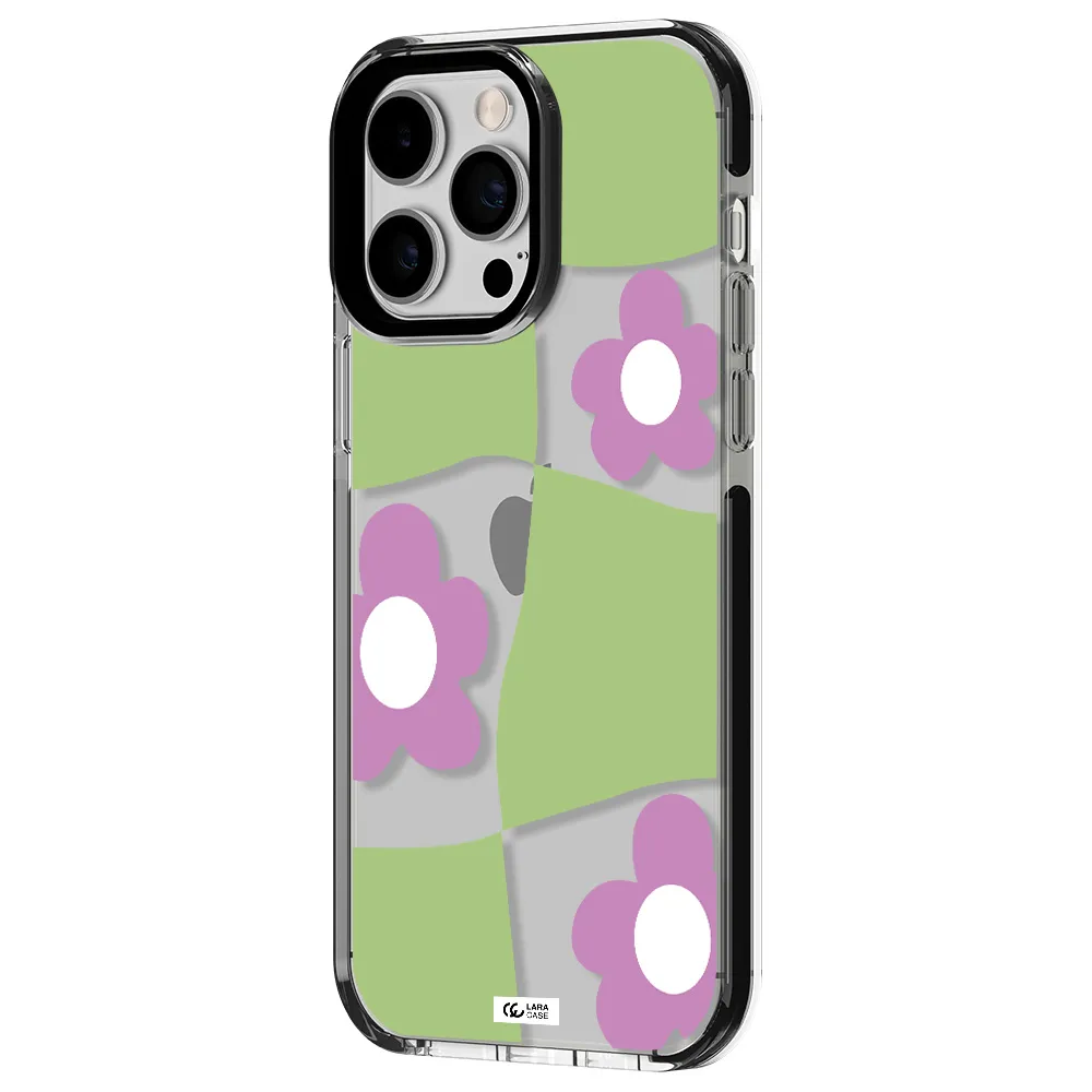 Five Petal Purple Flower Apple iPhone 15 Pro impact black border Case