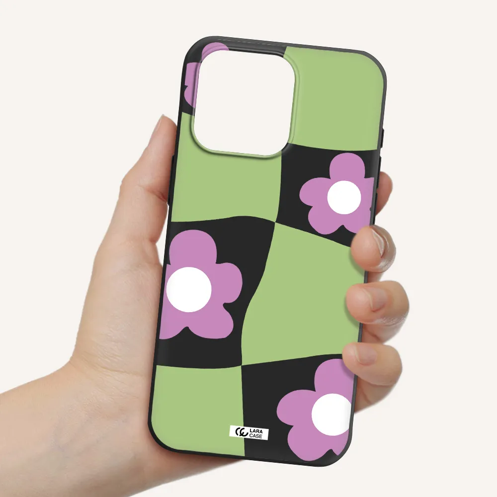 Five Petal Purple Flower Apple Iphone 15 Pro max Silicone black Case
