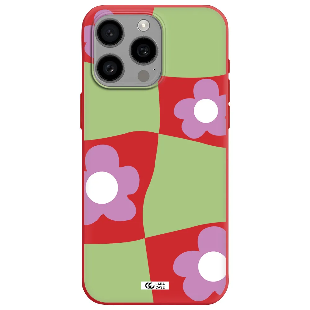 Five Petal Purple Flower Apple Iphone 15 Pro Max Silicone Imperial Red Case