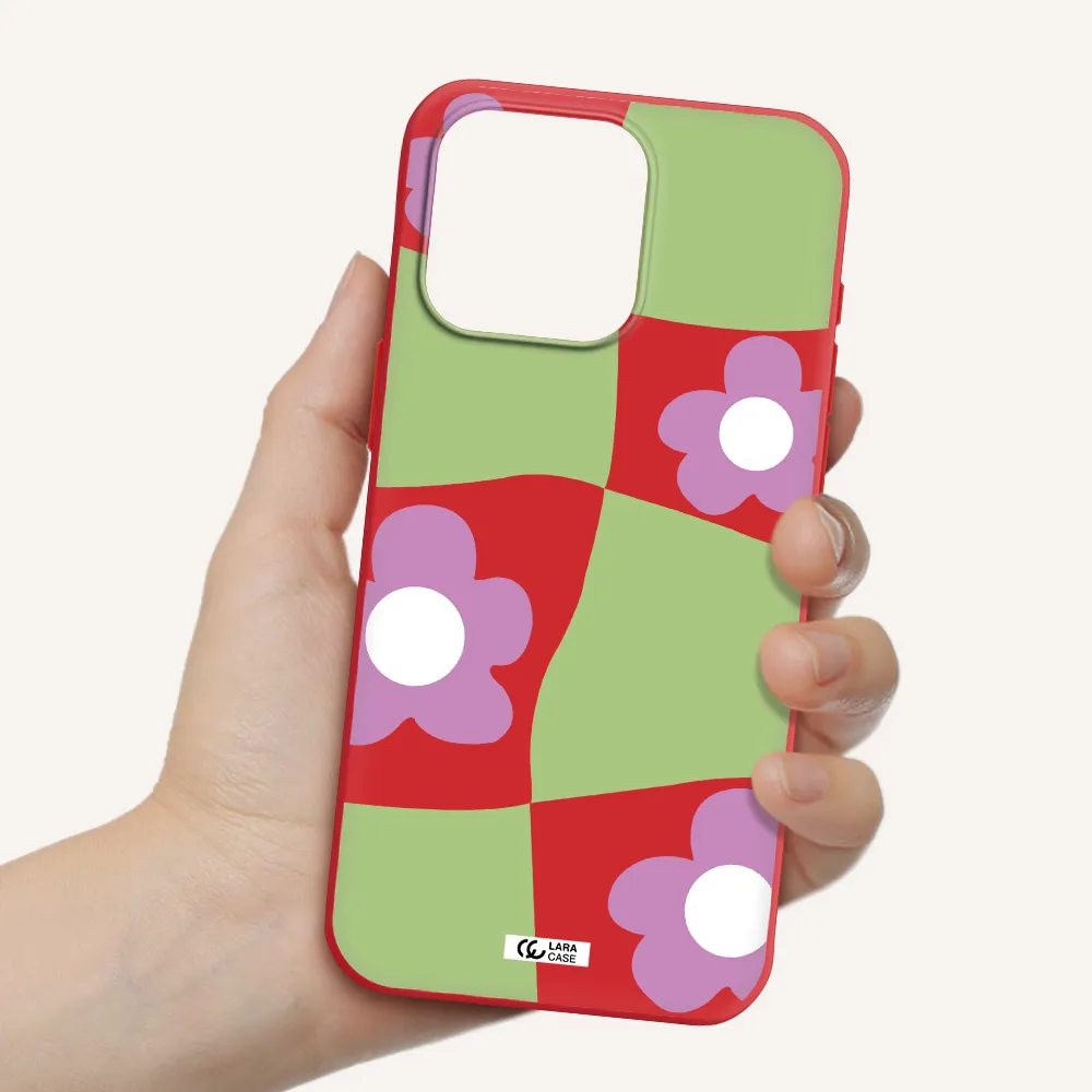 Five Petal Purple Flower Apple Iphone 15 Pro Max Silicone Imperial Red Case