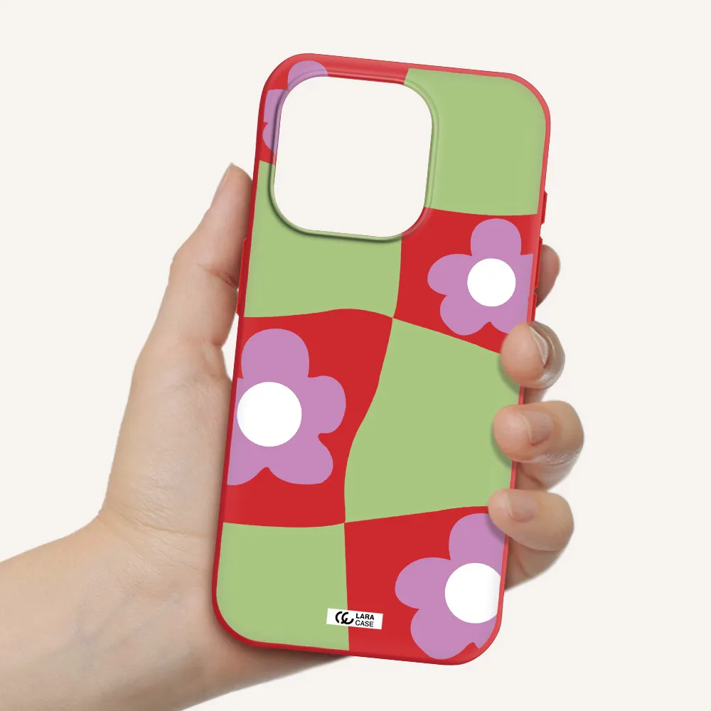 Five Petal Purple Flower Apple Iphone 15 Pro Silicone Imperial Red Case