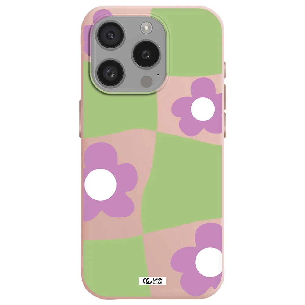 Five Petal Purple Flower Apple Iphone 15 Pro Silicone Pastel Pink Case