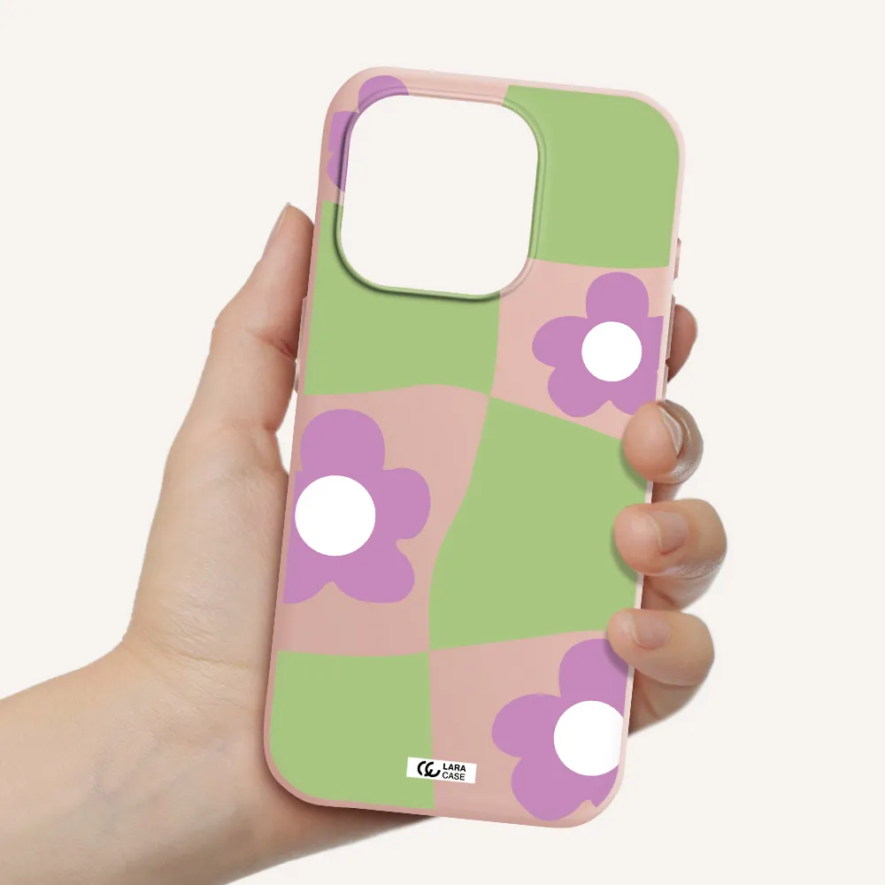 Five Petal Purple Flower Apple Iphone 15 Pro Silicone Pastel Pink Case