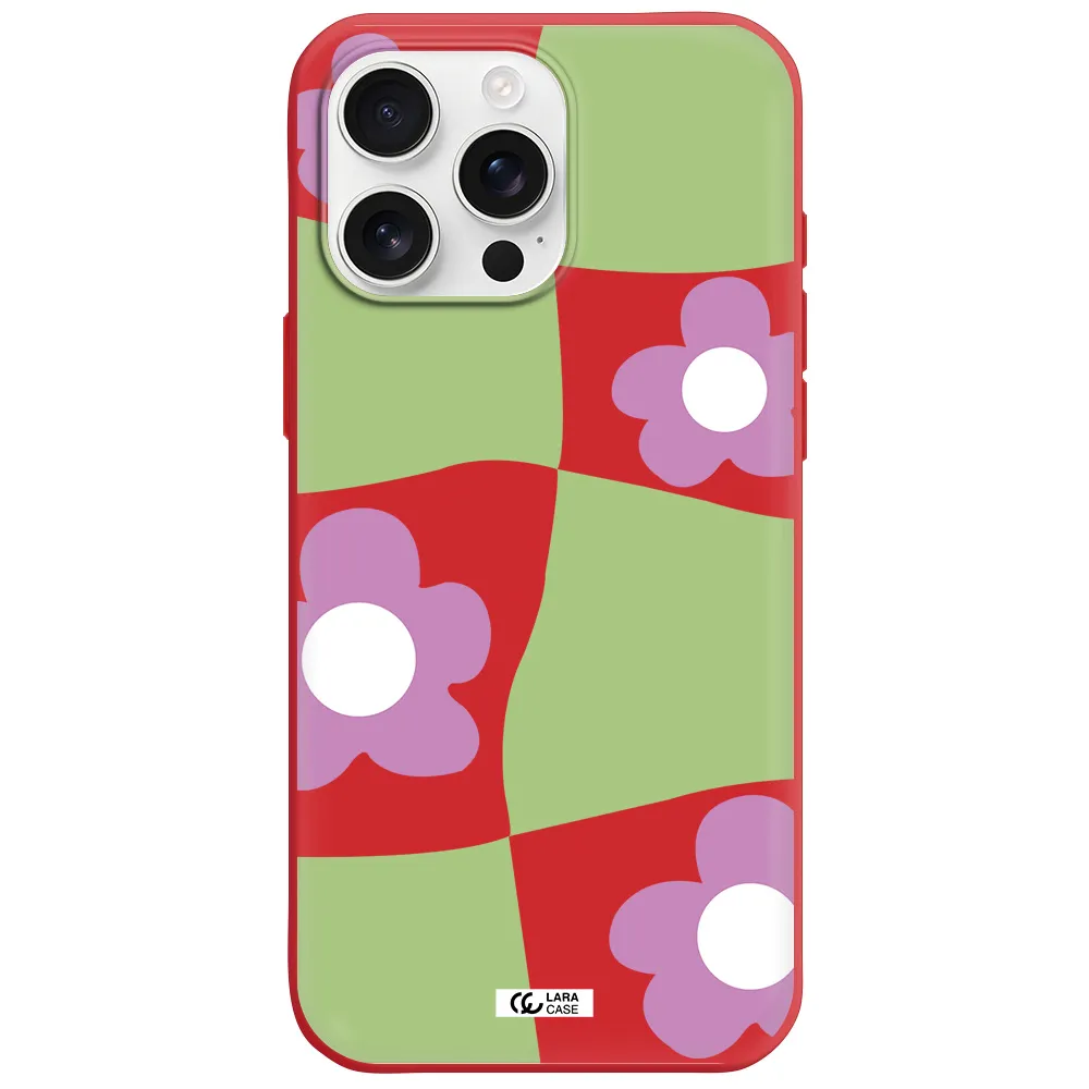 Five Petal Purple Flower Apple Iphone 16 Pro Max Silicone Imperial Red Case