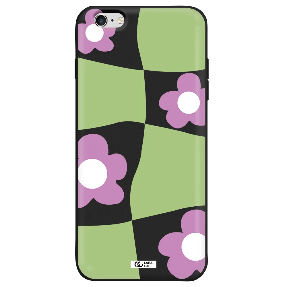 Five Petal Purple Flower Apple iPhone 6 plus Silicone black Case