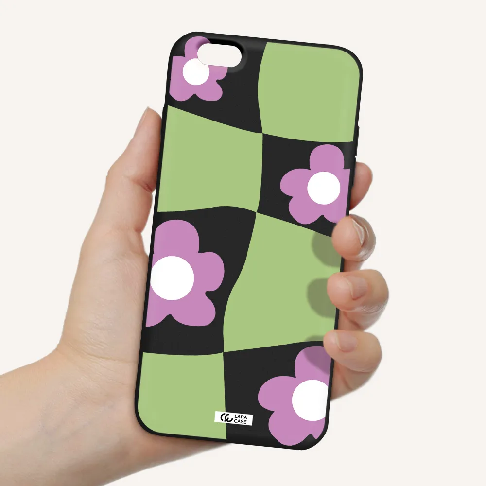 Five Petal Purple Flower Apple iPhone 6 plus Silicone black Case