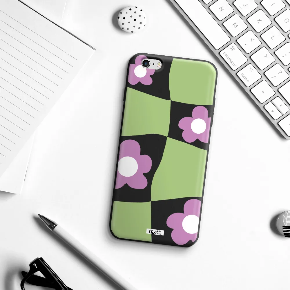 Five Petal Purple Flower Apple iPhone 6 plus Silicone black Case